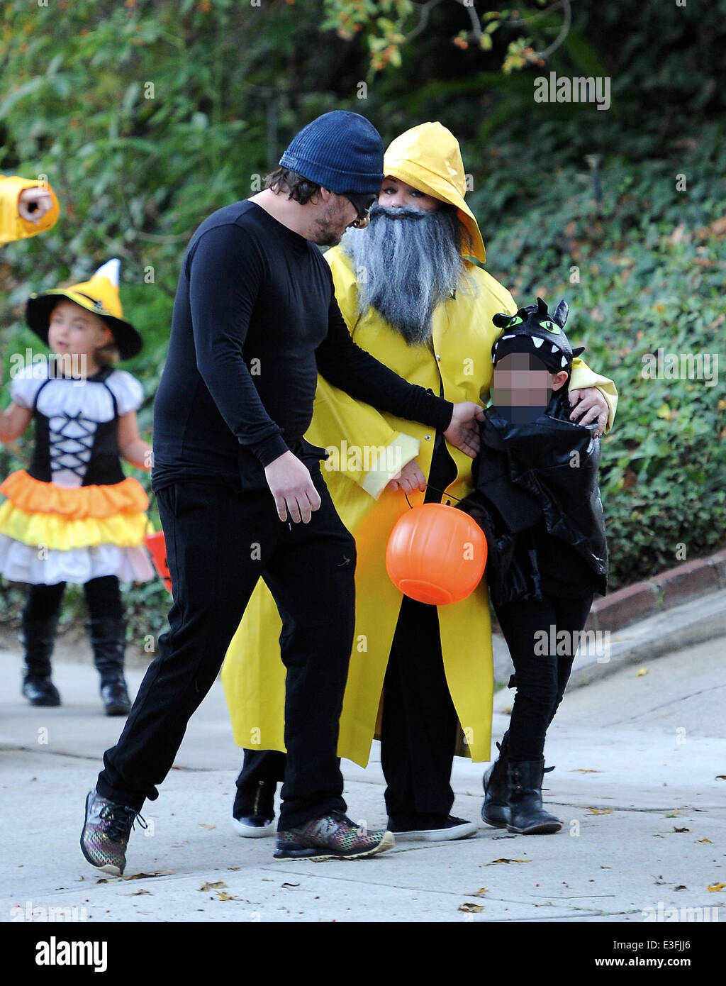 Actress Sandra Bullock trick or treating with good friend Melissa