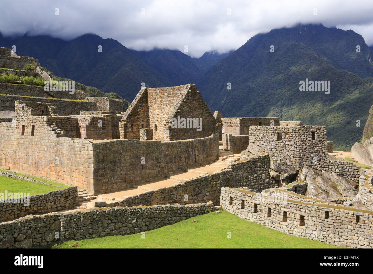 Rock block walls, ramps, grassed terraces, and the northeast buildings ...