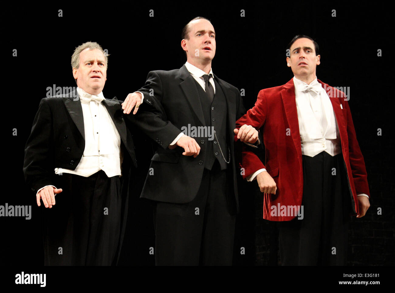 Matthew Macfadyen (as Jeeves) and Stephen Mangan (as Bertie Wooster) star in 'Perfect Nonsense' at the Duke Of York's Theatre, London  Featuring: Matthew Macfadyen,Stephen Mangan Where: London, United Kingdom When: 05 Nov 2013 Stock Photo