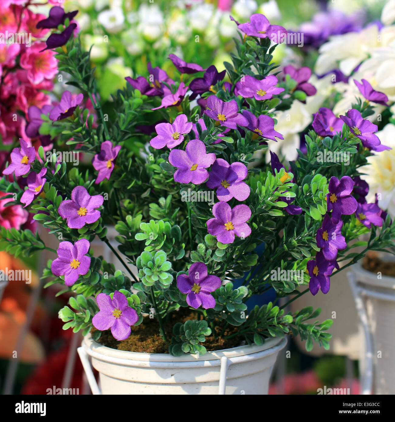 the beautiful purple decoration artificial flower Stock Photo