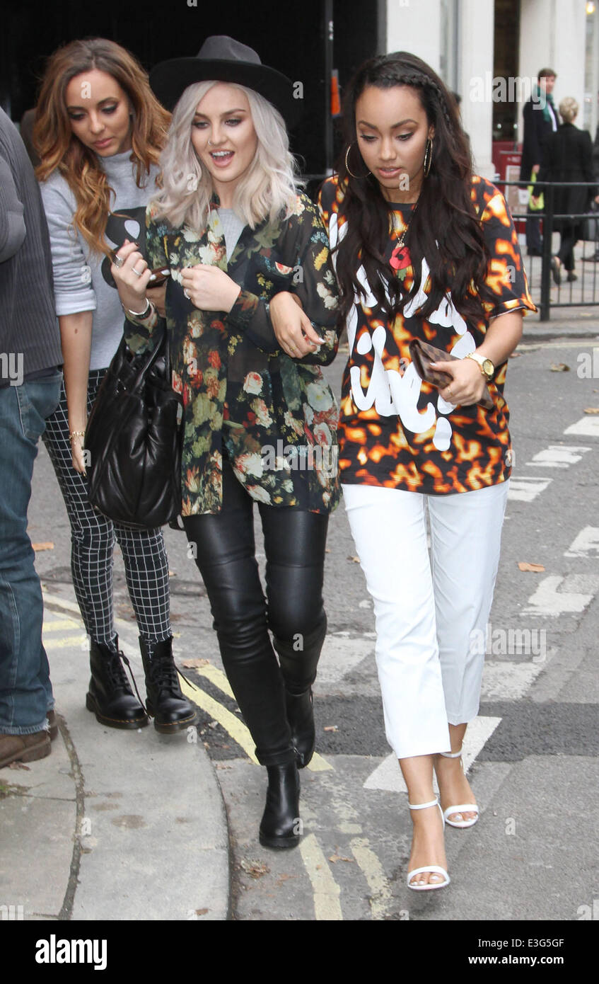 Jade Thirlwall Leigh Anne Pinnock And Perrie Edwards Of Little Mix Head To The Ice Cream Parlor Within Selfridges After Their Appearance On The c Radio 1 Live Lounge Featuring Jade Thirlwall Leigh Anne Pinnock Perrie