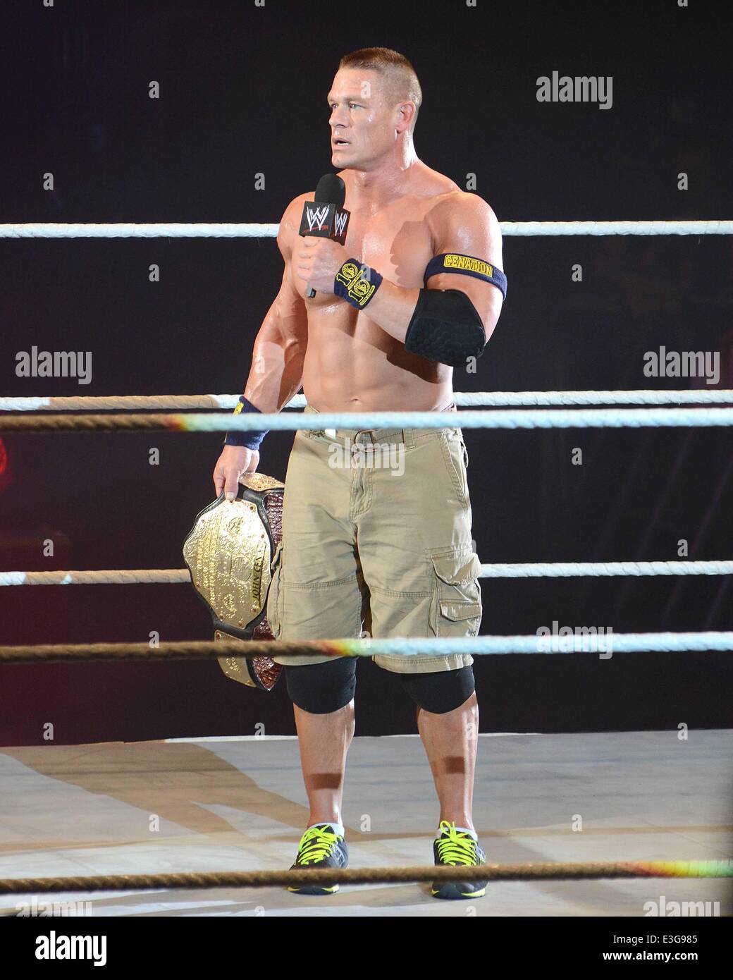 John Cena makes his return from elbow surgery at The O2 for the WWE Live tour...  Featuring: John Cena Where: Dublin, Ireland When: 08 Nov 2013 Stock Photo