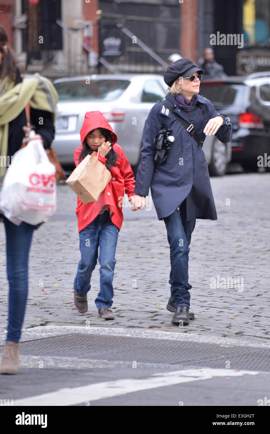Meg Ryan and her daughter Daisy True wrapped up warm while out and