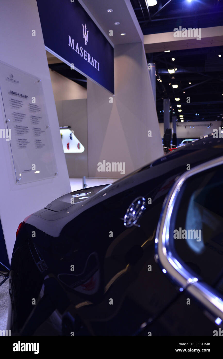 Miami International Auto Show 2013 at the Miami Beach Convention Center  Featuring: View of Maseratti QUATTROPORTE Where: Miami Beach, Florida, United States When: 08 Nov 2013 Stock Photo