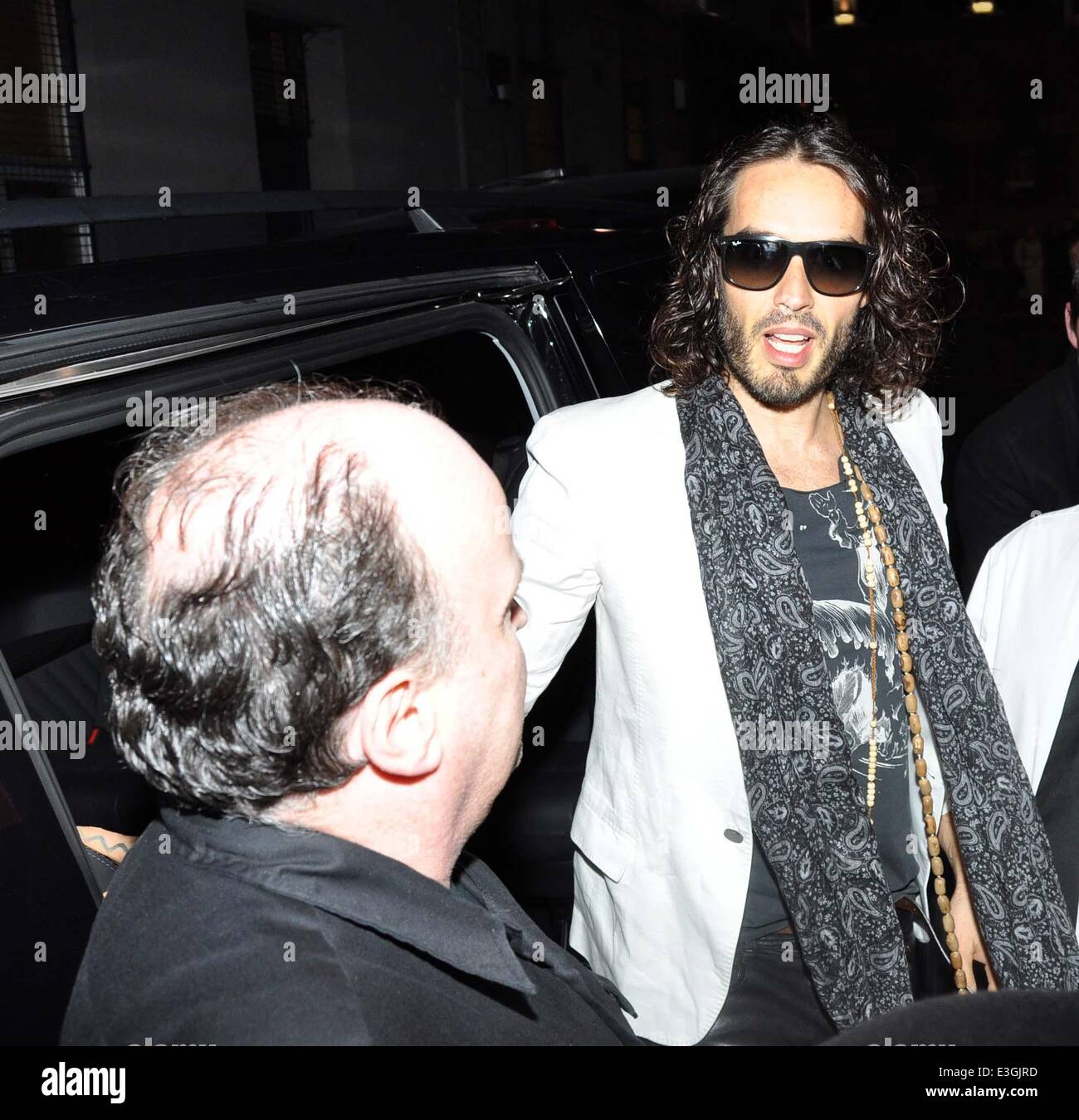 Russell Brand arriving at the stage door of The Olympia Theatre for his