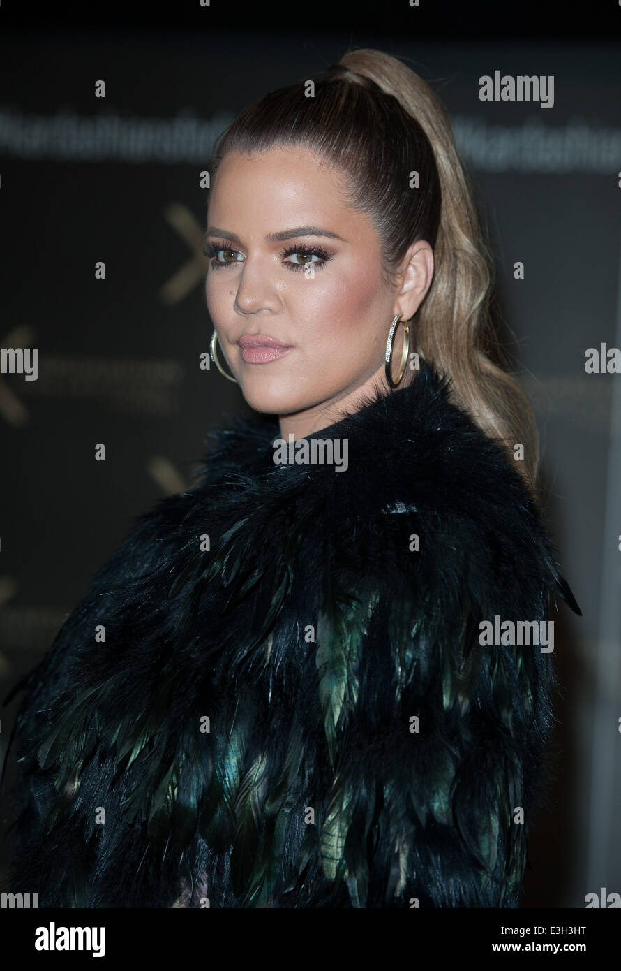 Khloé Kardashian welcomes fans to a private customer signing to celebrate the launch of Kardashian Kollection for Lipsy at Gilgamesh restaurant.  Featuring: Khloé Kardashian Where: London, United Kingdom When: 15 Nov 2013 Stock Photo