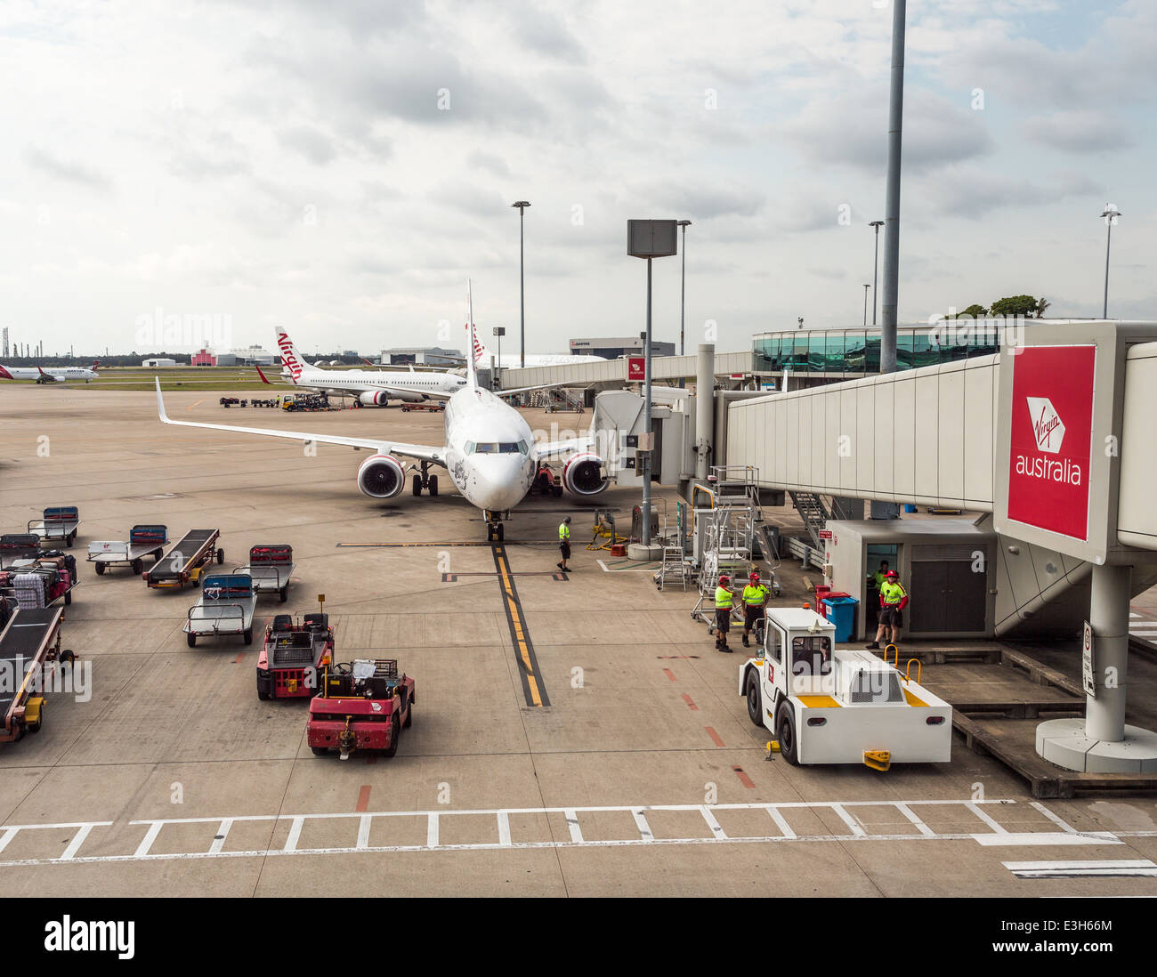 Aircraft baggage handling and loading Stock Photo