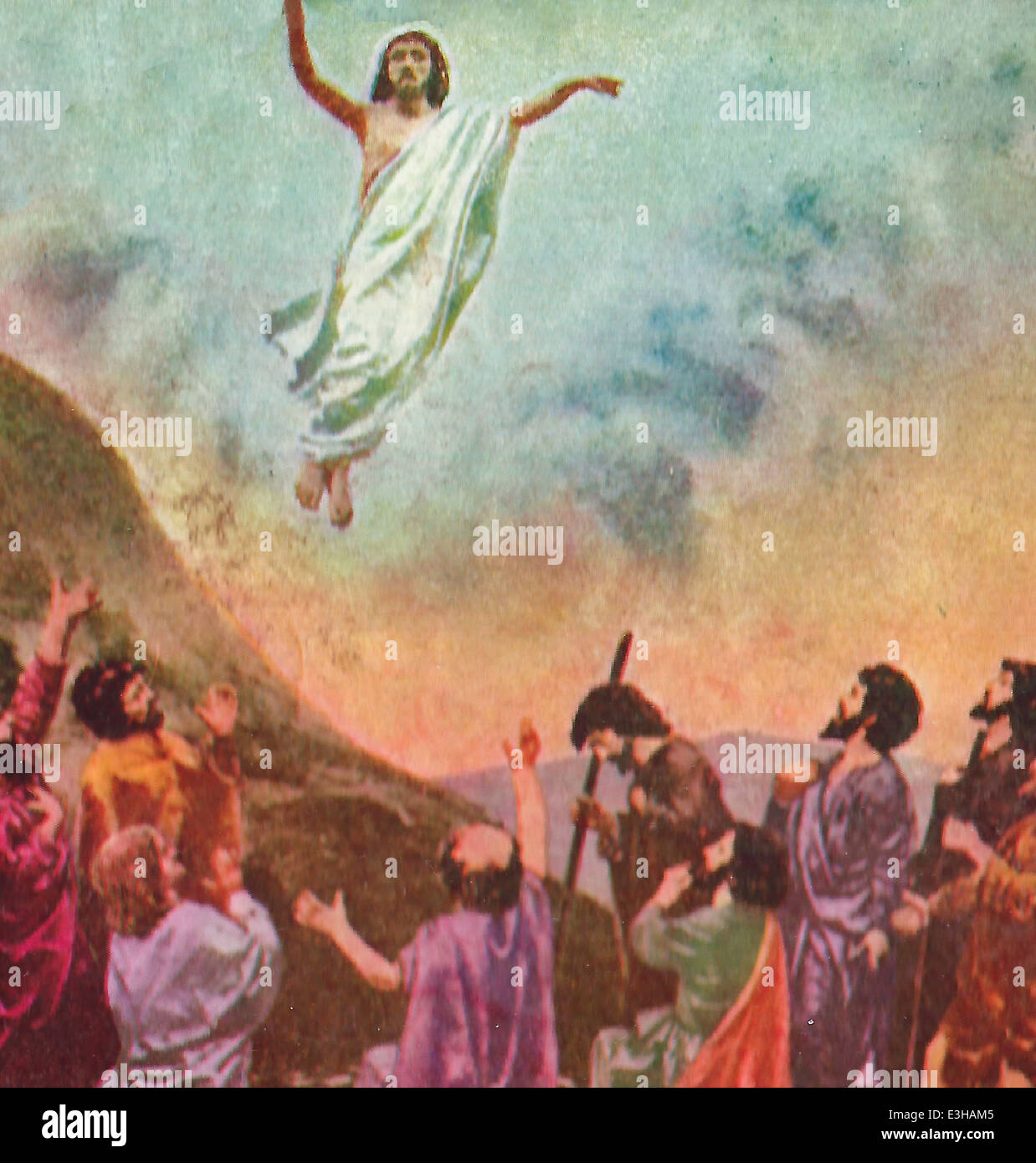 The Ascension - Jesus Christ ascends into heaven Stock Photo