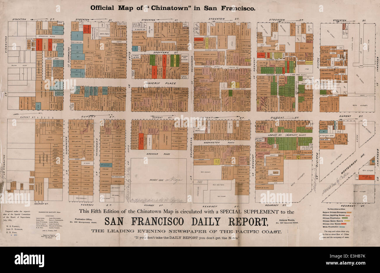 Official map of 'Chinatown' in San Francisco, 1885 Stock Photo