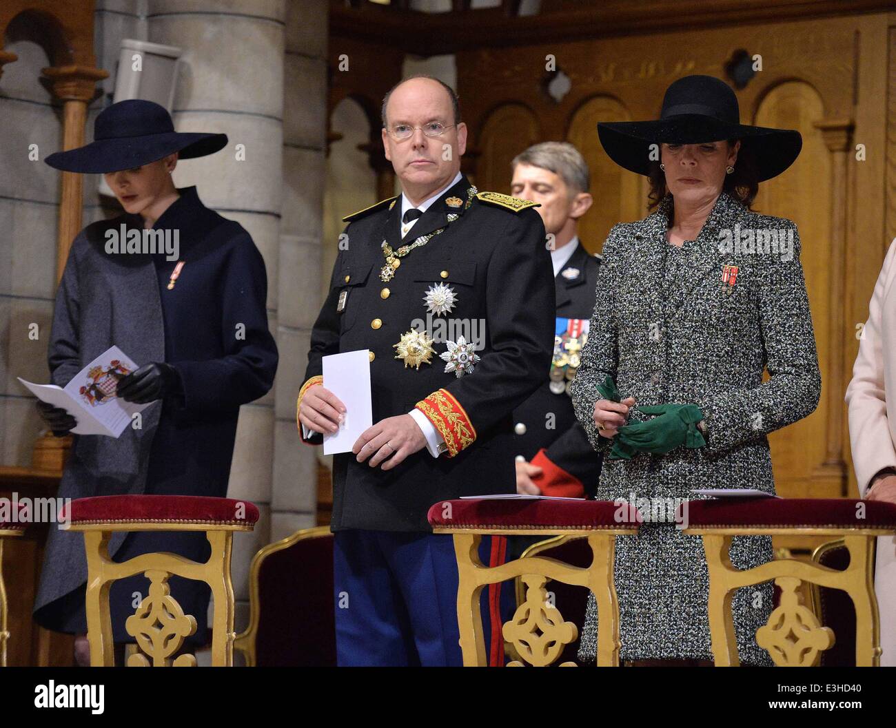 Monaco National Day 2013 - Celebration of Mass at Cathedrale Notre-Dame Immaculee  Featuring: Prince Albert II of Monaco,Princesses Charlene,Stephanie of Monaco,Princess Caroline of Hanover Where: Monaco, Monaco When: 19 Nov 2013 Stock Photo