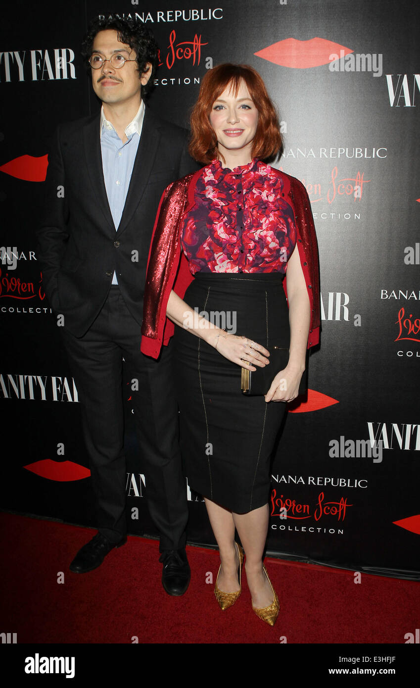 Banana Republic, L'Wren Scott And Krista Smith Celebrate The Launch Of The Banana Republic L'Wren Scott Collection At Chateau Marmont  Featuring: Christina Hendricks,Geoffrey Arend Where: Los Angeles, California, United States When: 20 Nov 2013 Stock Photo