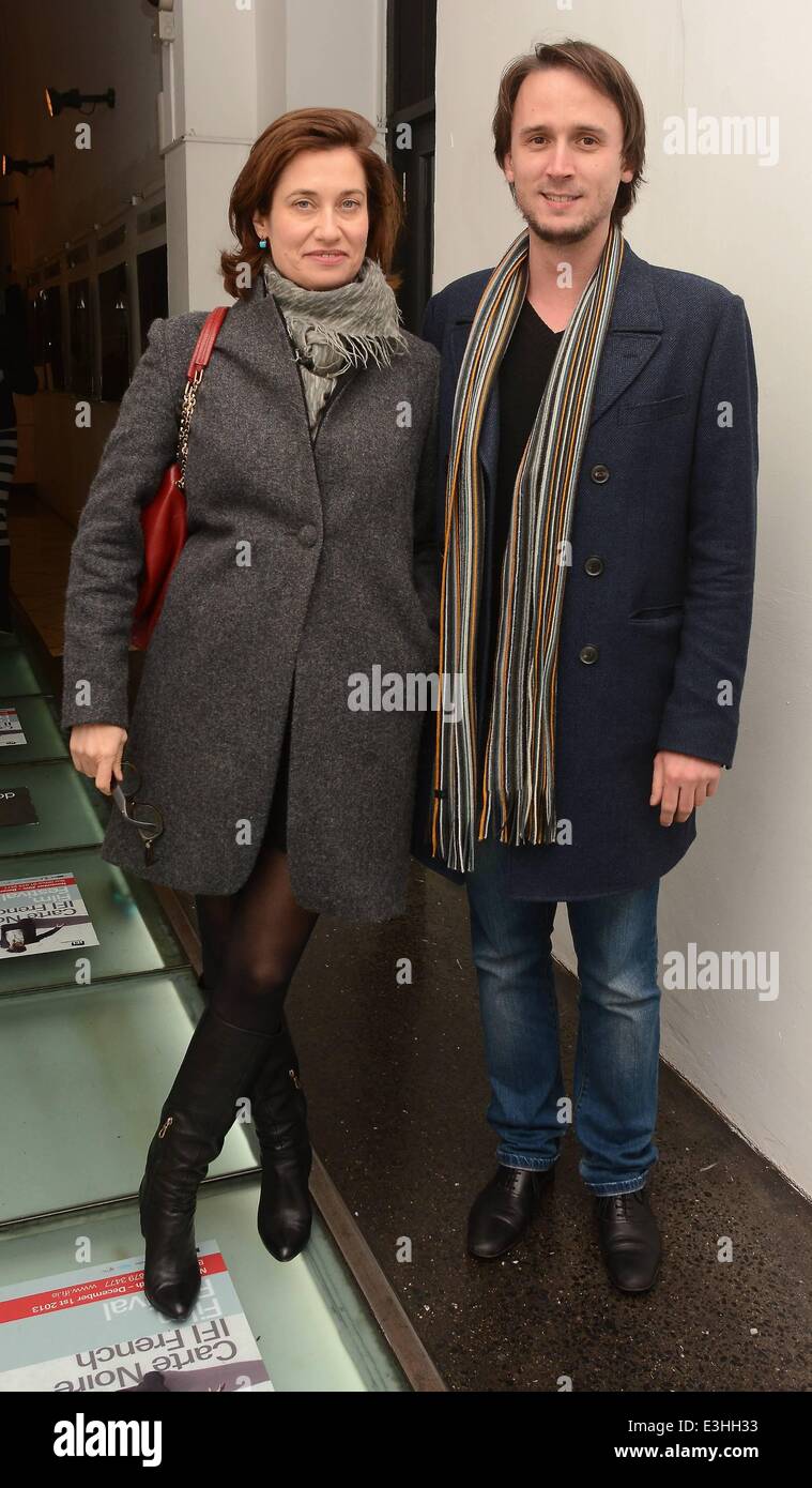 Director Jerome Bonnell & actress Emmanuelle Devos attend the screening of Just a Sigh at the IFI Dublin - Gala Opening of the Carte Noire IFI French Film Festival...  Featuring: Emmanuelle Devos,Jerome Bonnell Where: Dublin, Ireland When: 20 Nov 2013 Stock Photo