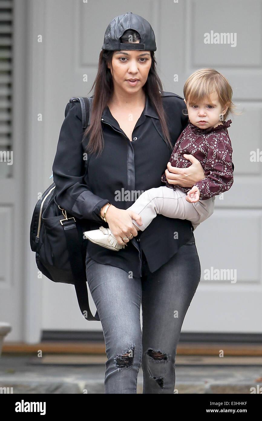 Kourtney Kardashian carrying a Prada diaper bag, takes her daughter  Penelope Disick to a baby class in Beverly Hills Featuring: Kourtney  Kardashian,Penelope Disic Where: Los Angeles, California, United States  When: 20 Nov