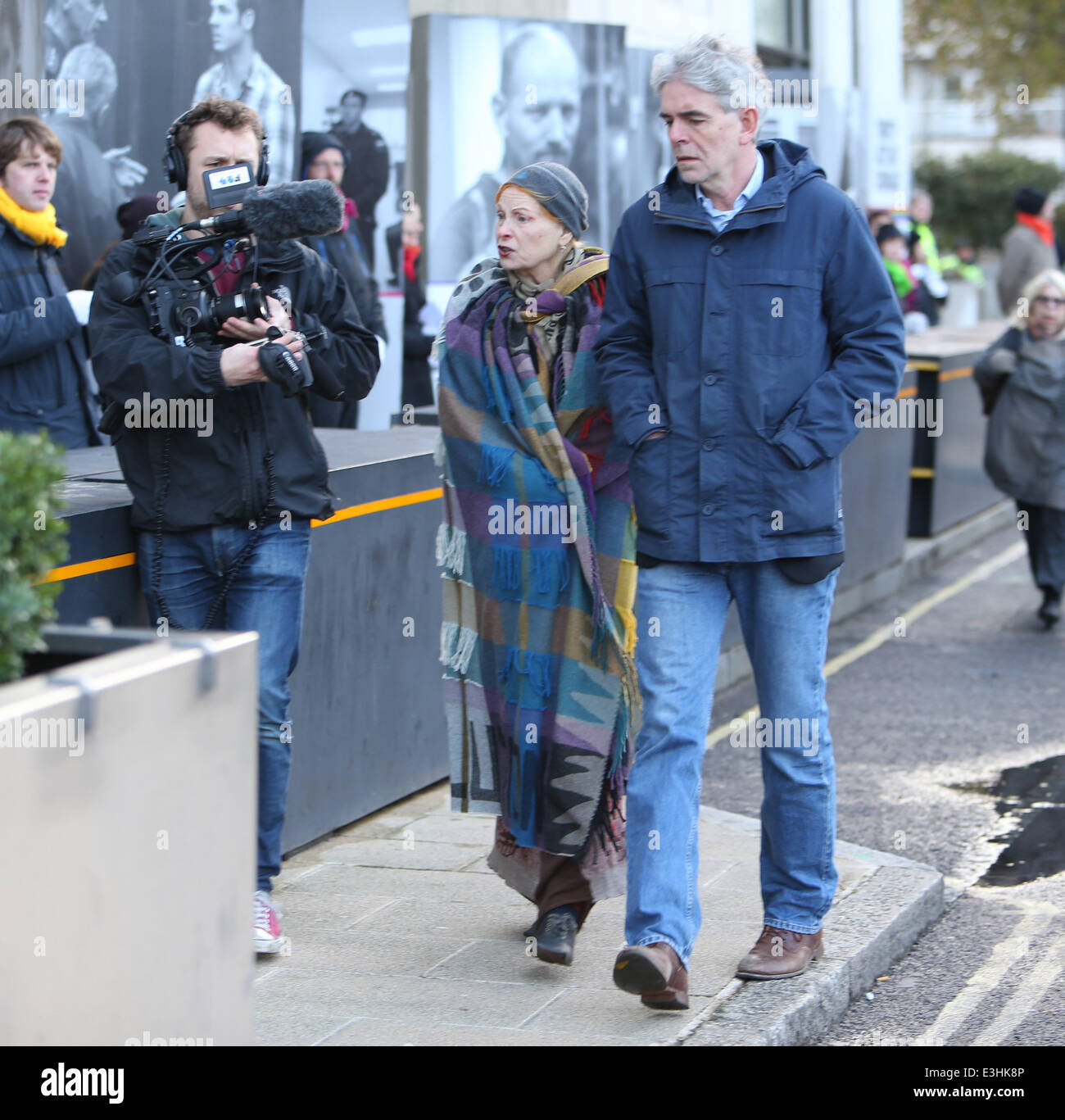Vivienne Westwood outside Shell head office with Greenpeace Featuring