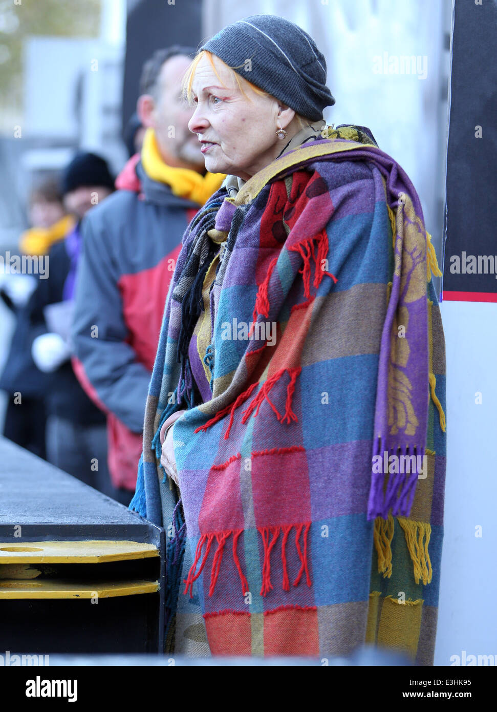 Vivienne Westwood outside Shell head office with Greenpeace Featuring
