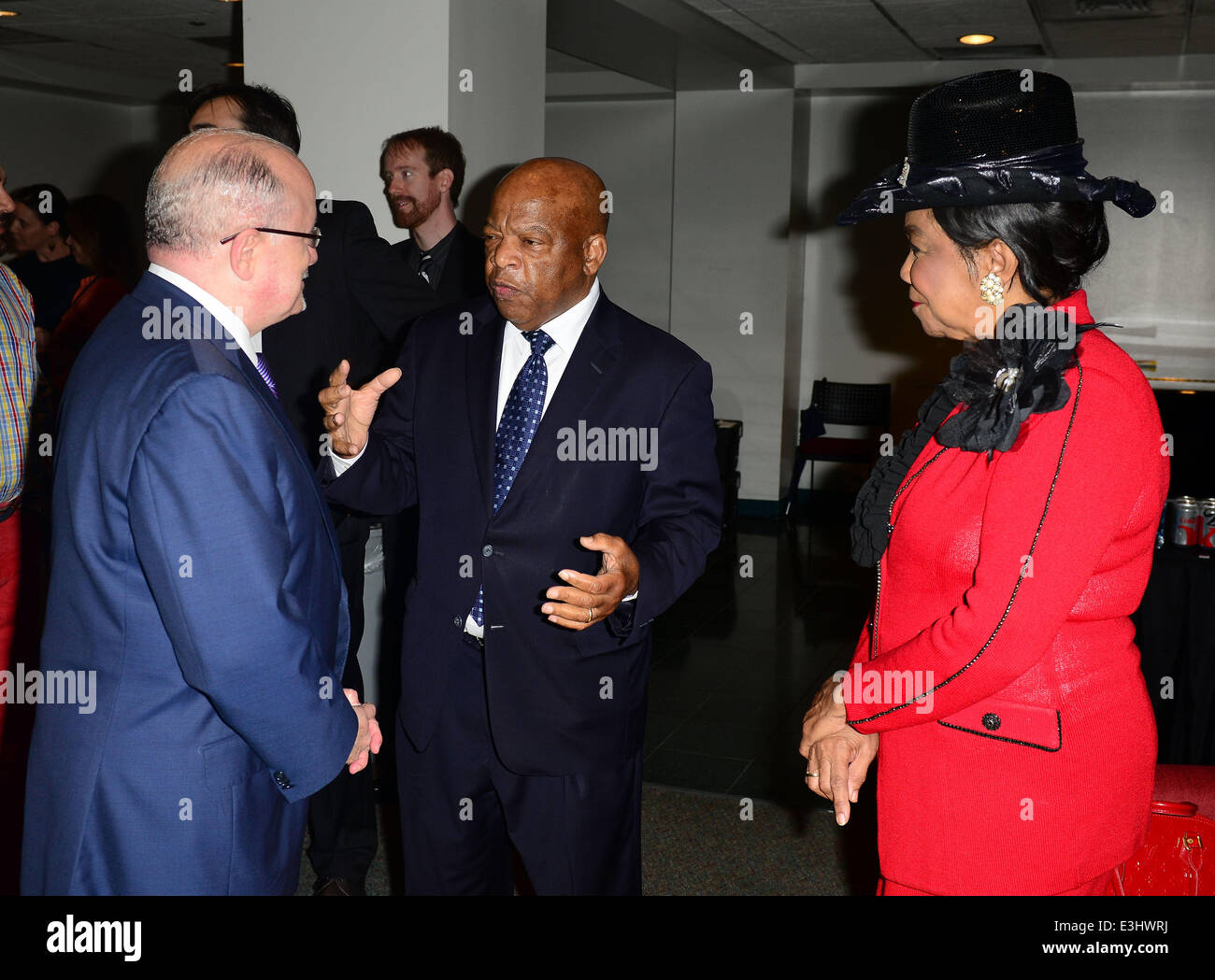 U.S. House of Representative John Lewis attends the Miami Book Fair International 2013 to promote his graphic novel 'March'  Featuring: Eduardo J. Padrón,John Lewis,Frederica S. Wilson Where: Miami, Florida, United States When: 22 Nov 2013 Stock Photo