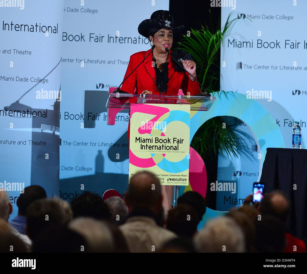 U.S. House of Representative John Lewis attends the Miami Book Fair International 2013 to promote his graphic novel 'March'  Featuring: Frederica S. Wilson Where: Miami, Florida, United States When: 22 Nov 2013 Stock Photo