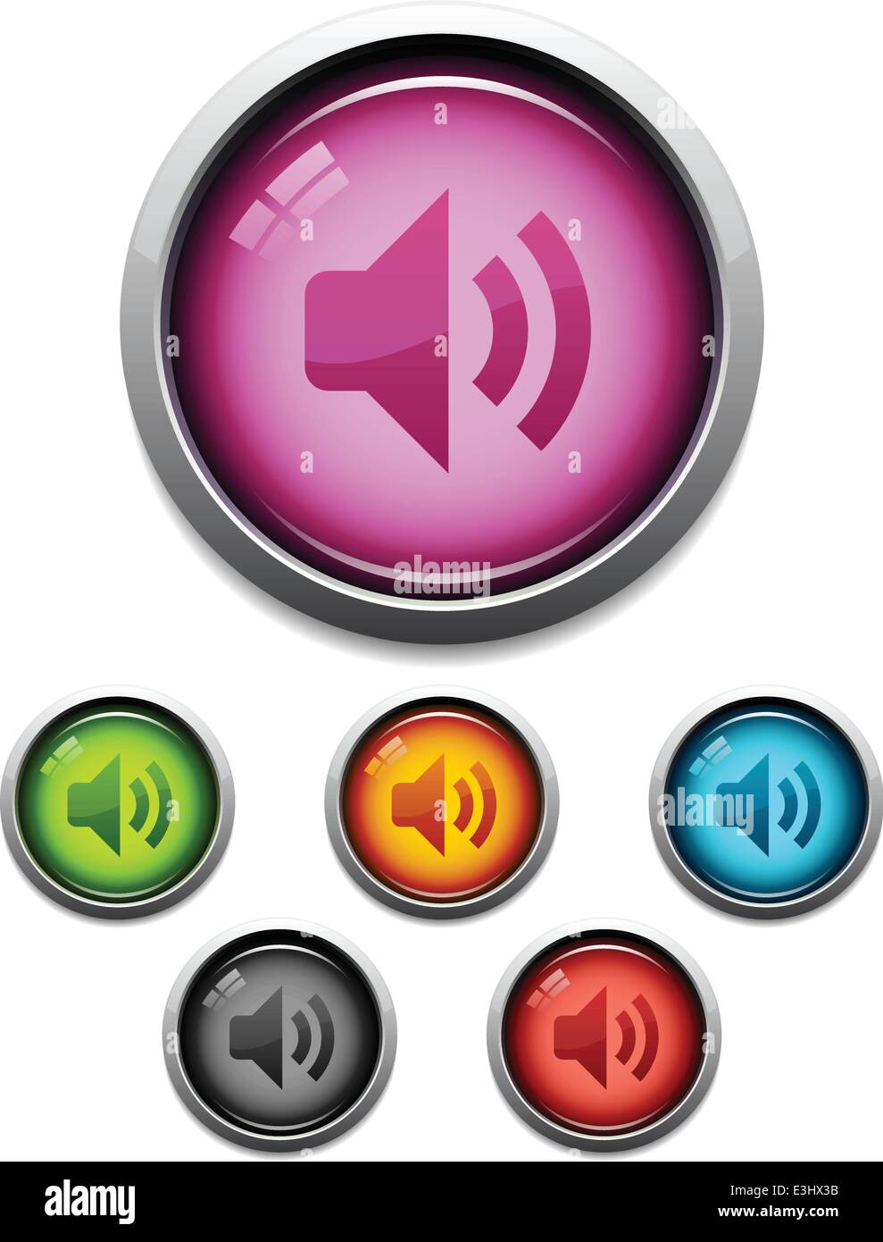 Glossy audio button icon set in 6 colors Stock Vector Image & Art Alamy
