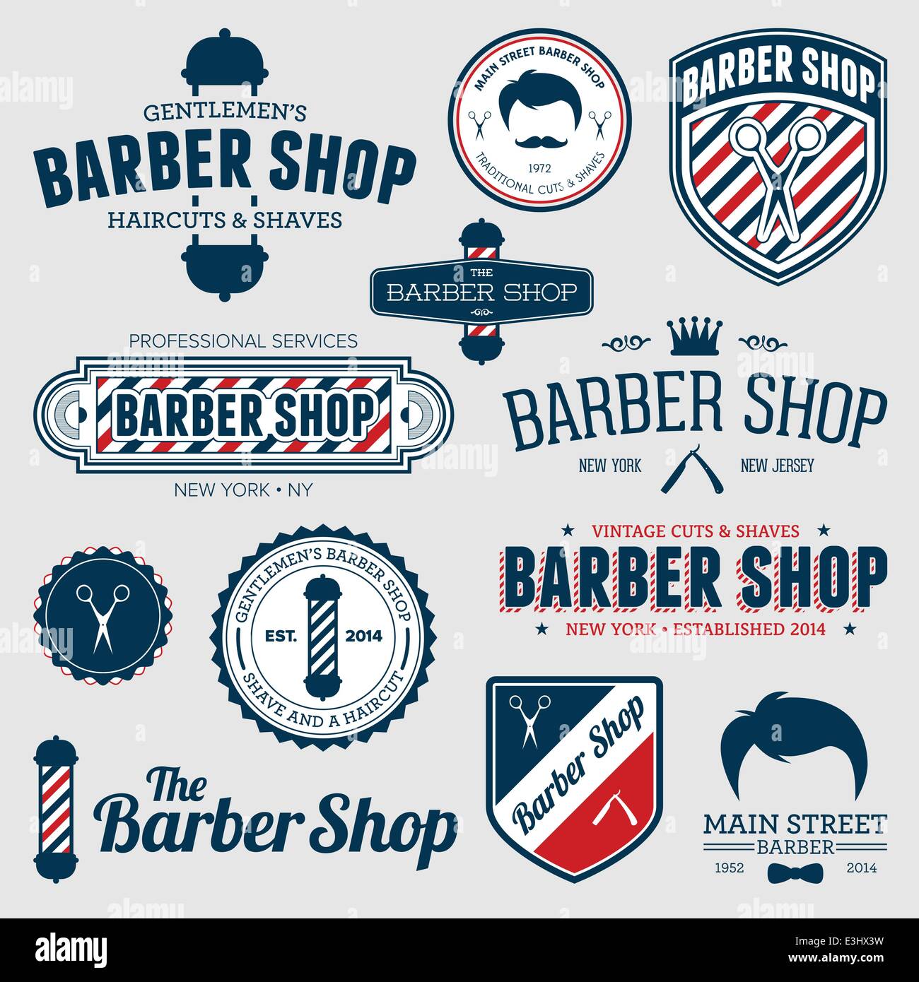 Set barbershop logo design vintage lettering Vector Image