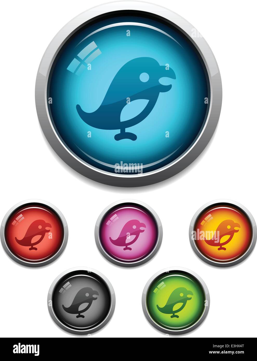 Glossy bird button icon set in 6 colors Stock Vector Image & Art - Alamy
