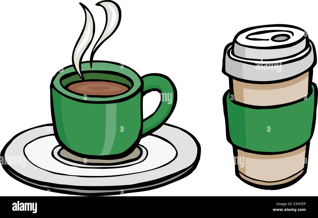Coffee cup and mug cartoon illustration design vector Stock Vector
