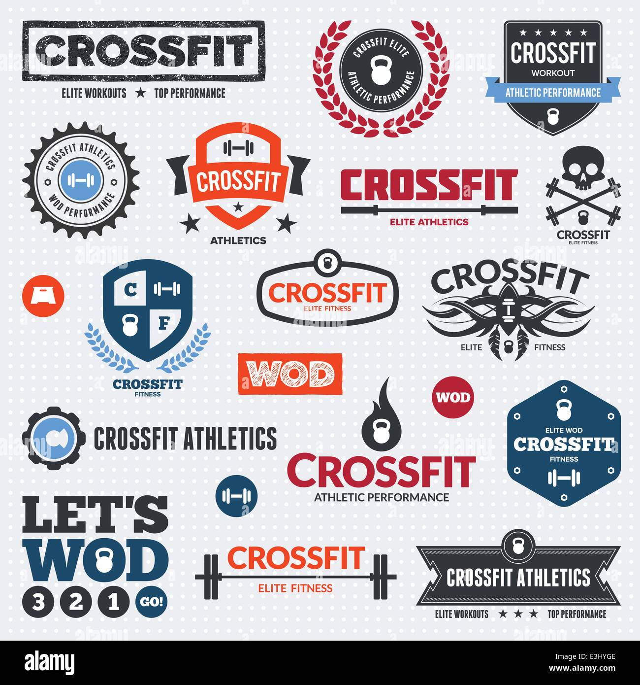 Set of various crossfit and WOD graphics and icons Stock Vector Image & Art  - Alamy