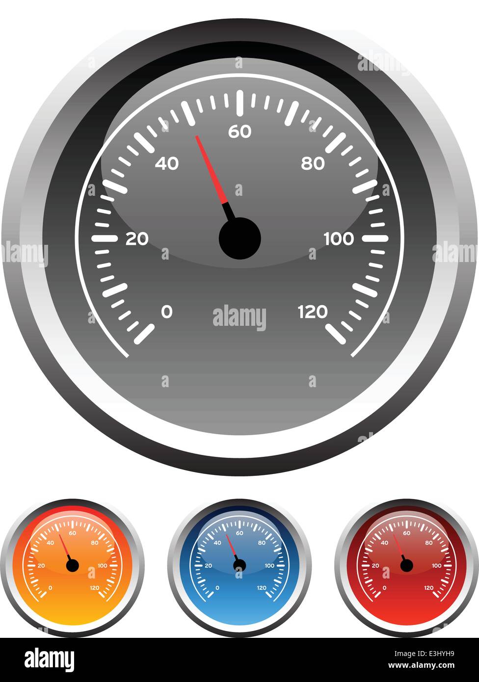 Dashboard speedometer gauge icons in 4 colors Stock Vector Image & Art