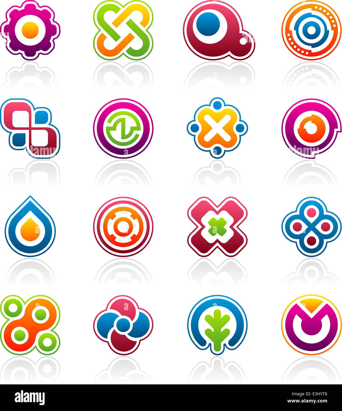 Set of 16 colorful abstract design elements and graphics Stock Vector ...