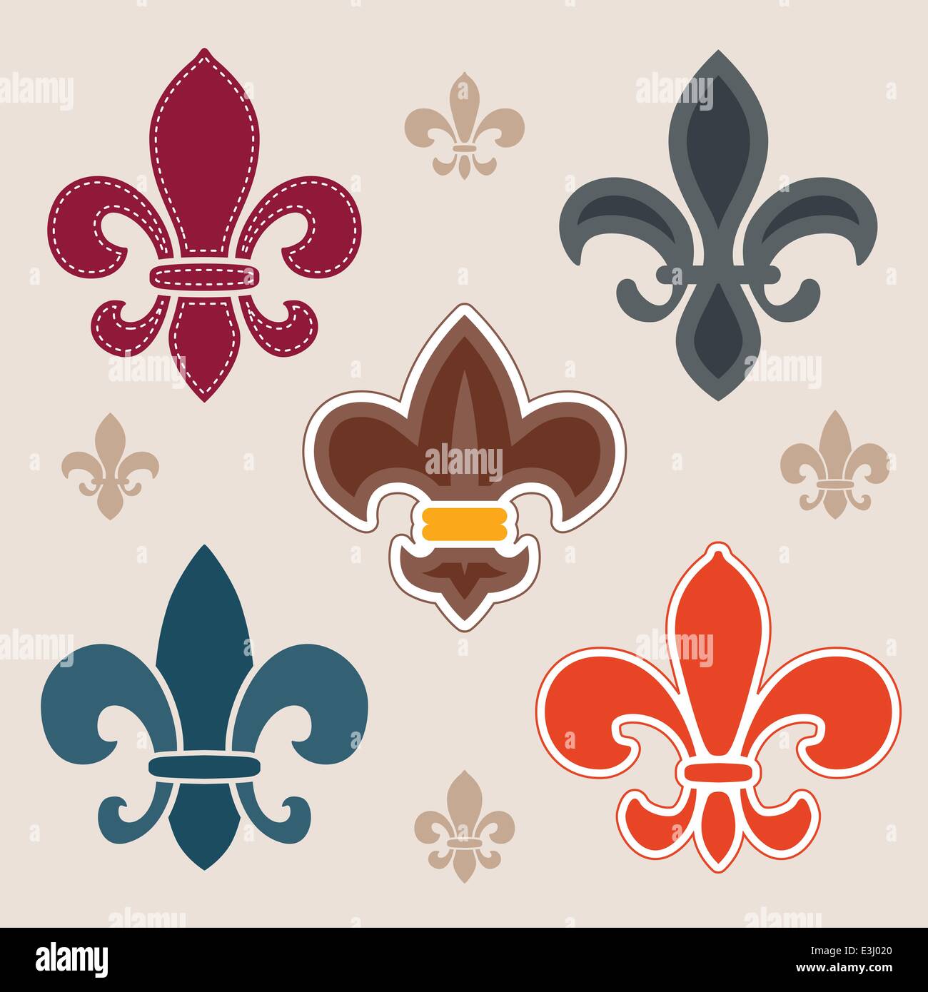 Fleur-de-lis vintage symbols set Royalty Free Vector Image