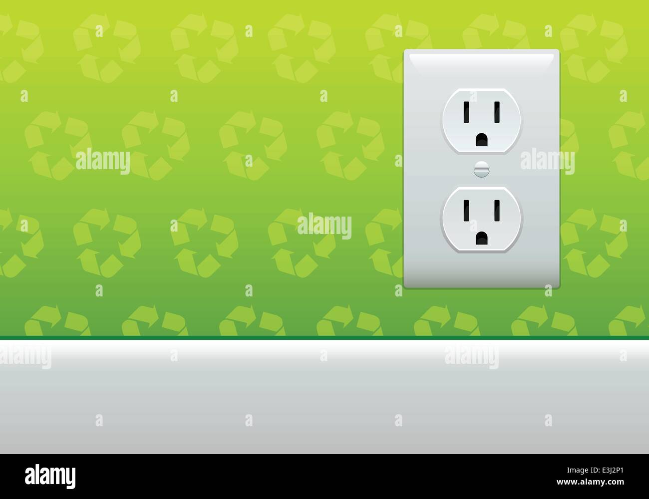 Electric outlet on green recycle symbol wallpaper Stock Vector Image