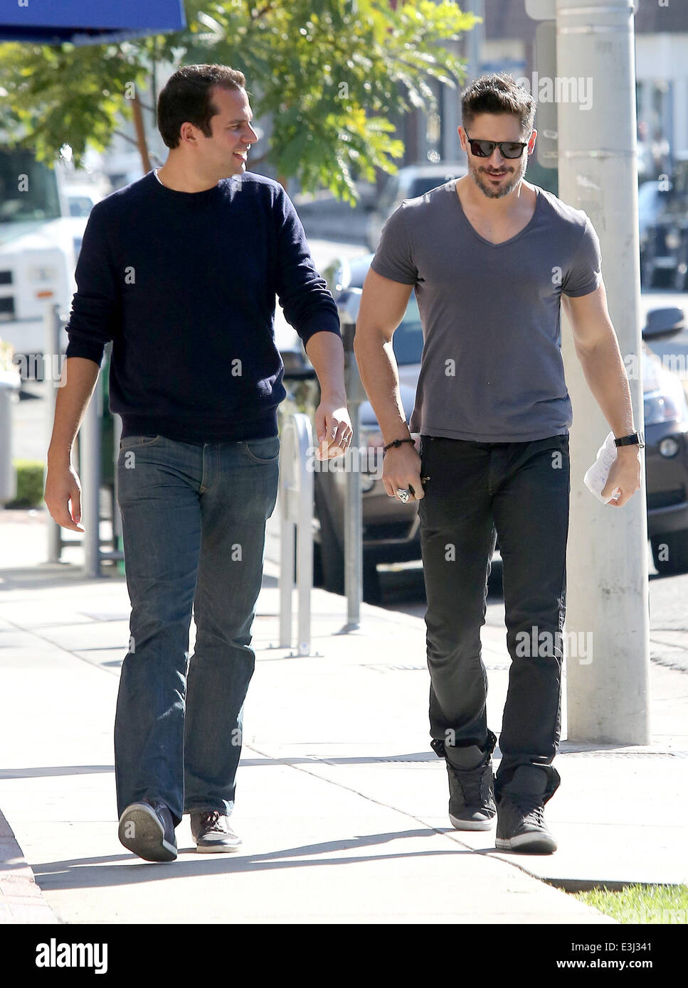 Joe Manganiello walking with a friend in West Hollywood Featuring: Joe ...