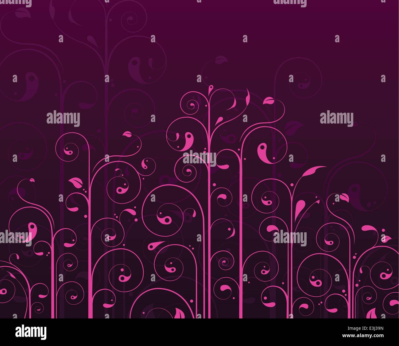 Dark purple and pink floral vine design background Stock Vector Image