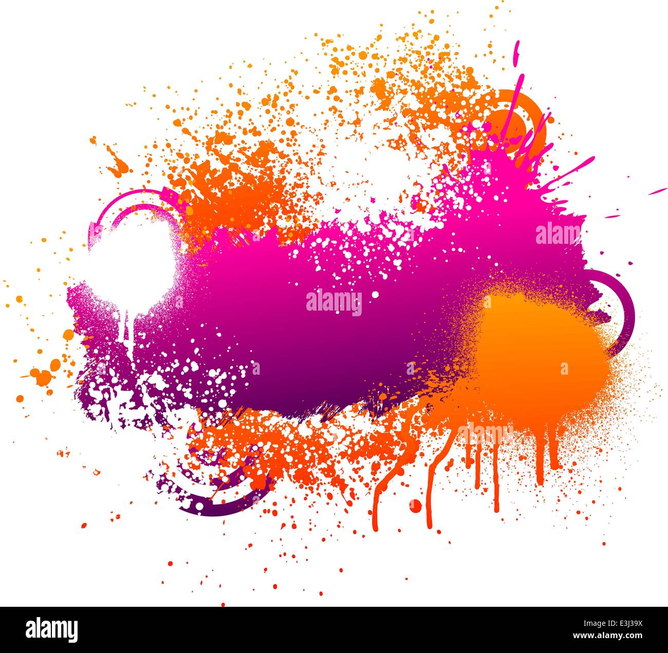 Purple and orange grunge paint splatter background Stock Vector Image