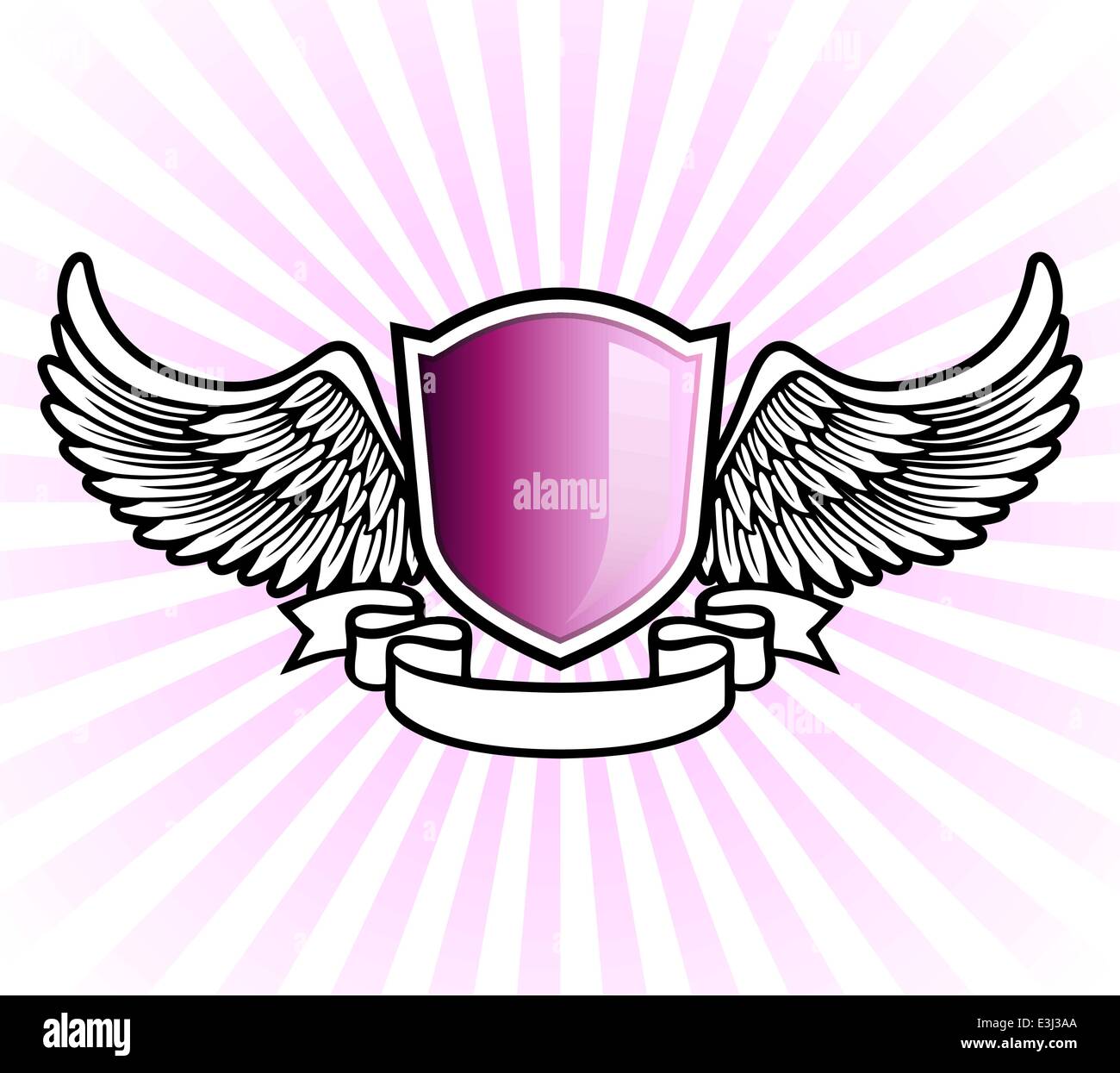 Purple shield emblem with wings and banner Stock Vector Image & Art - Alamy