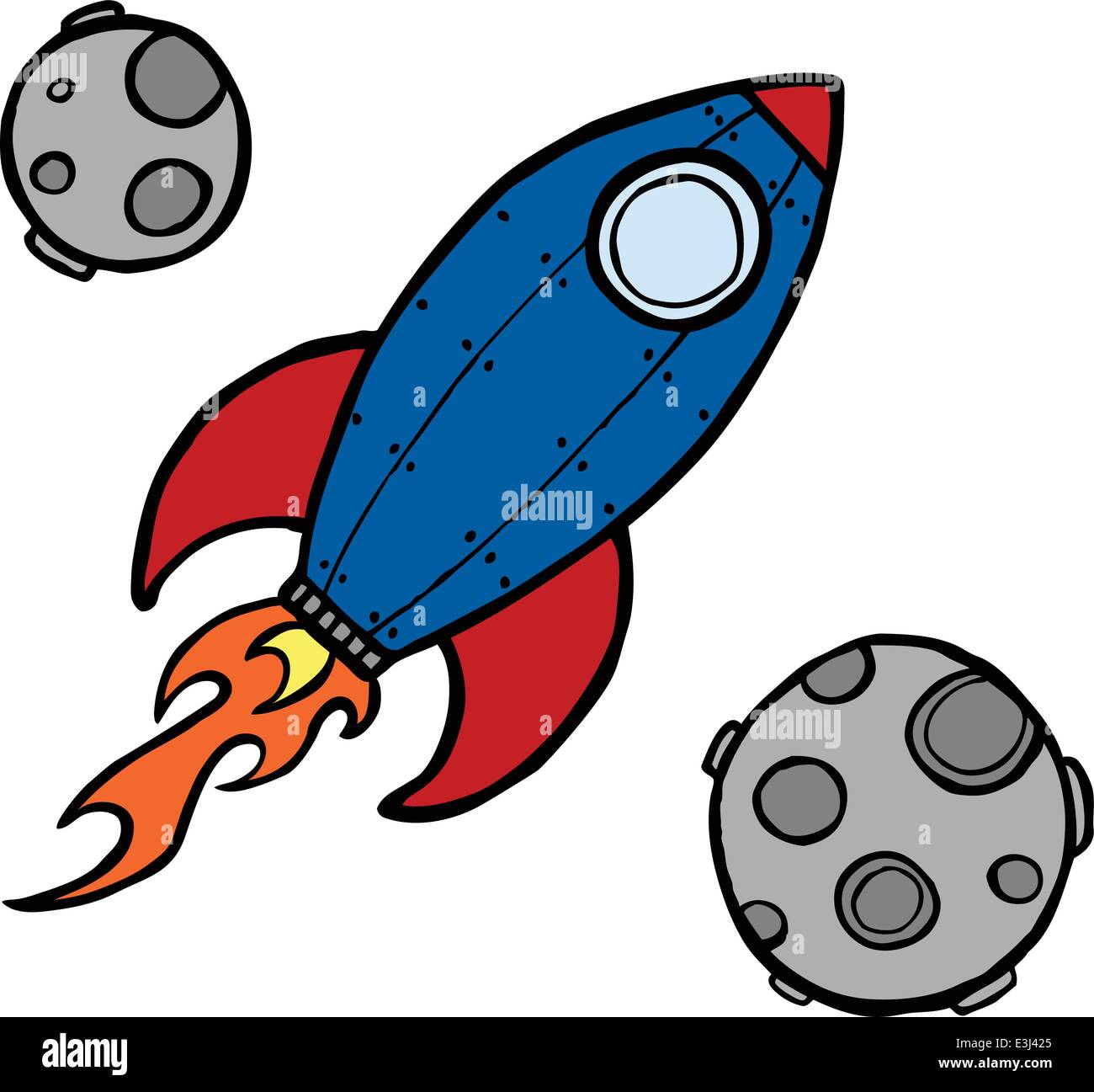 Rocket ship and moon cartoon illustration vector Stock Vector Image & Art -  Alamy