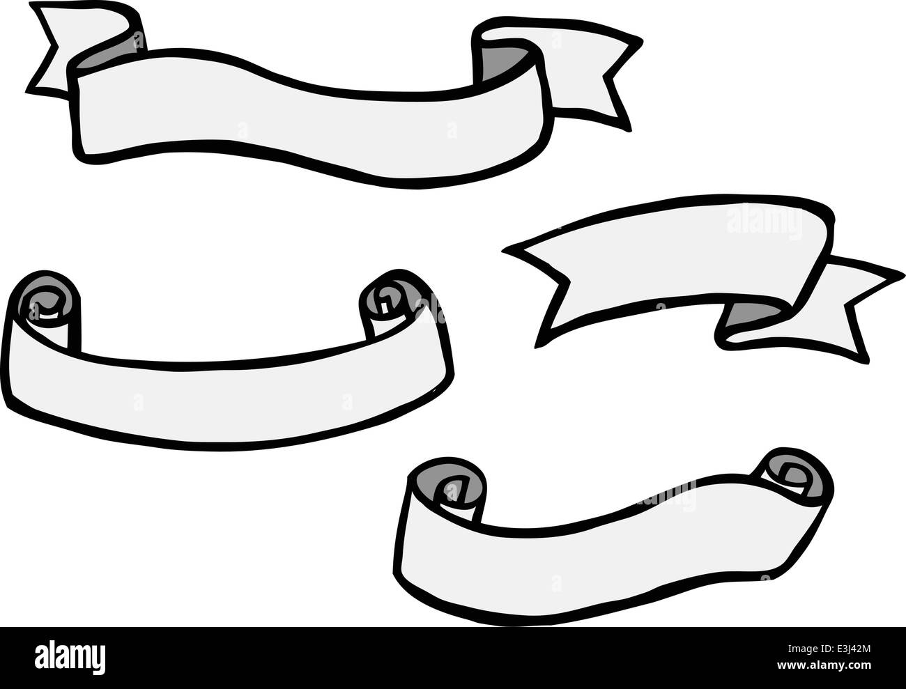 Set of illustrated scroll banners and ribbons Stock Vector Image & Art