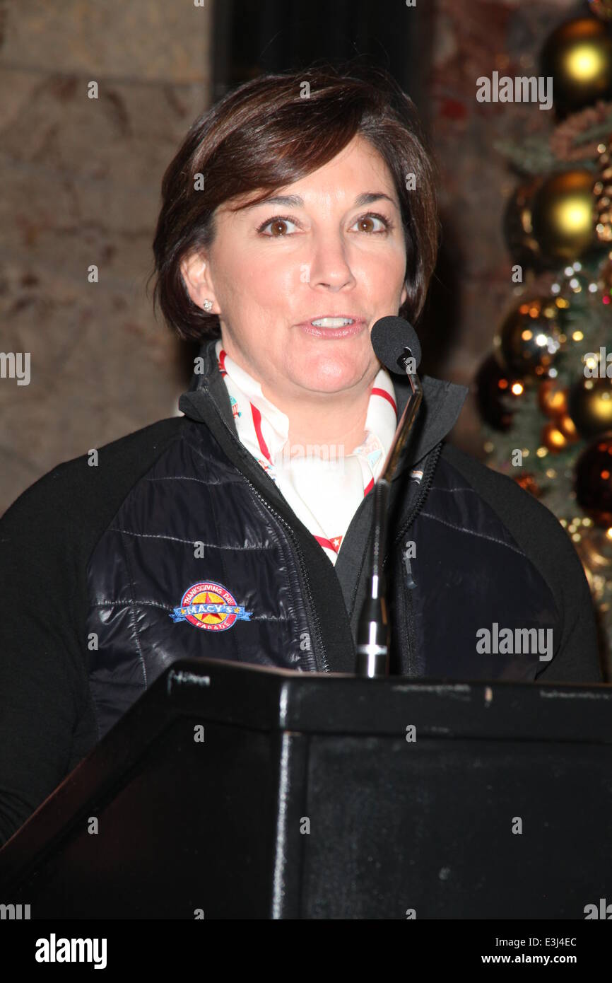 Amy Kule, producer of Macy's Thanksgiving Day parade and Santa Claus visit the Empire State Building in honor of Macy's Thanksgiving Parade  Featuring: Amy Kule Where: New York City, United States When: 25 Nov 2013 Stock Photo