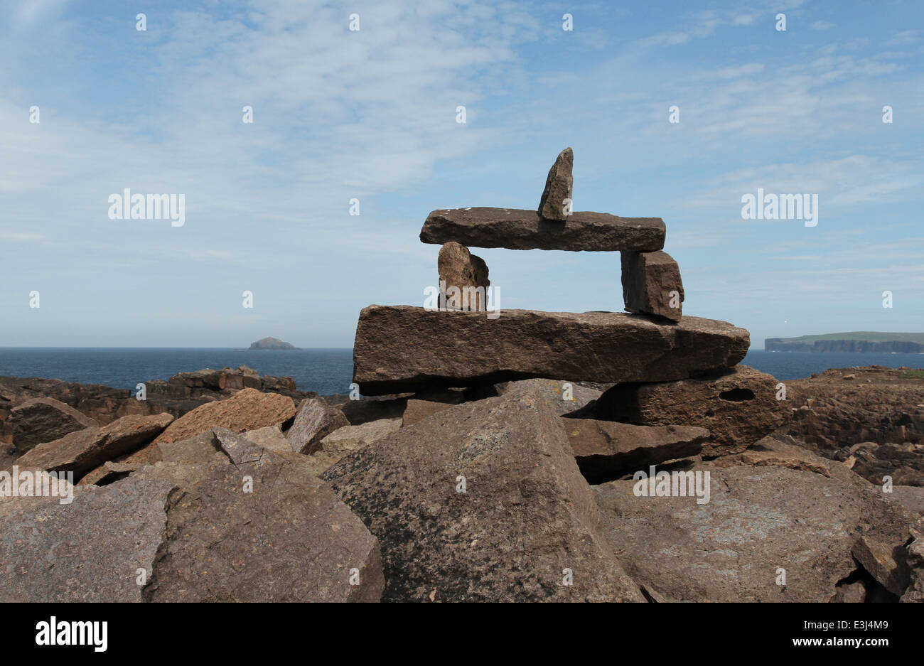 Balanced stones Eshaness Northmavine Shetland Scotland  June 2014 Stock Photo