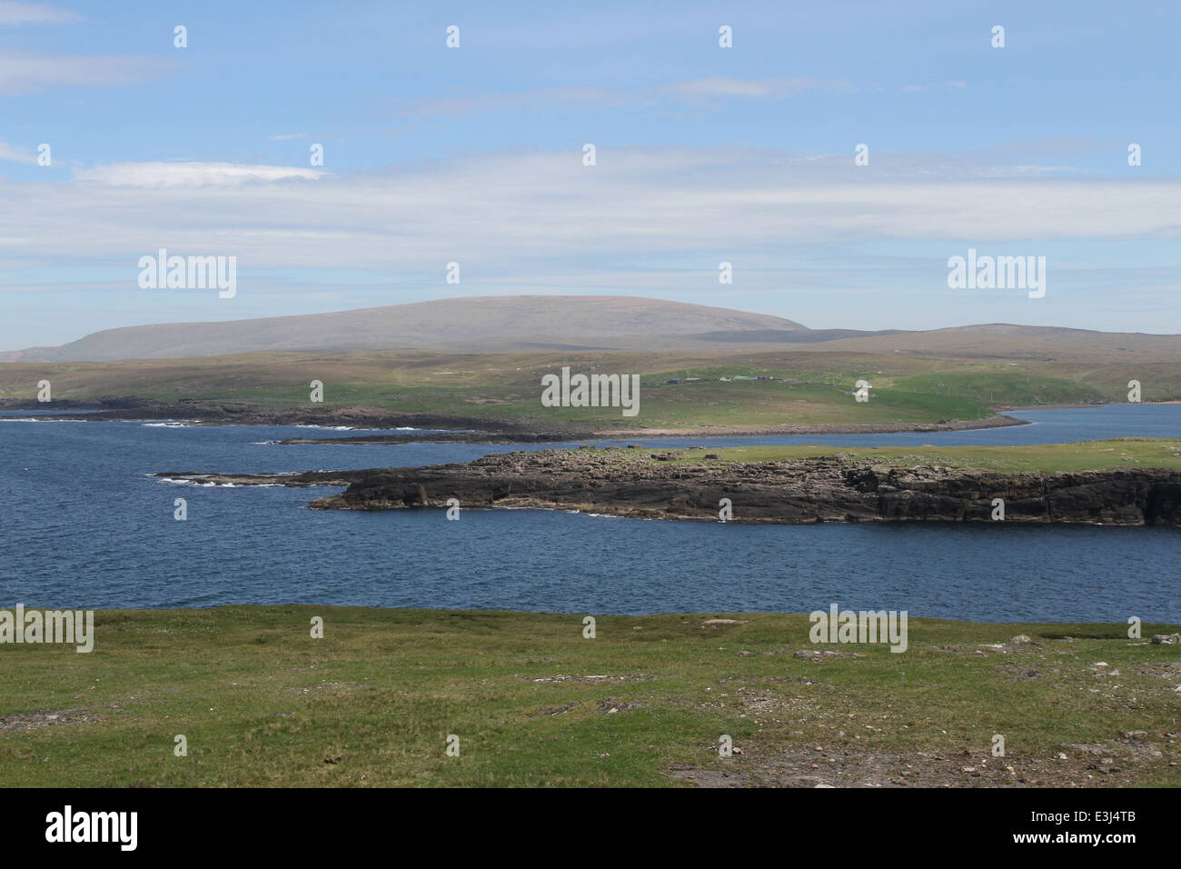 Coast and summit of Ronas Hill Northmavine Shetland  June 2014 Stock Photo
