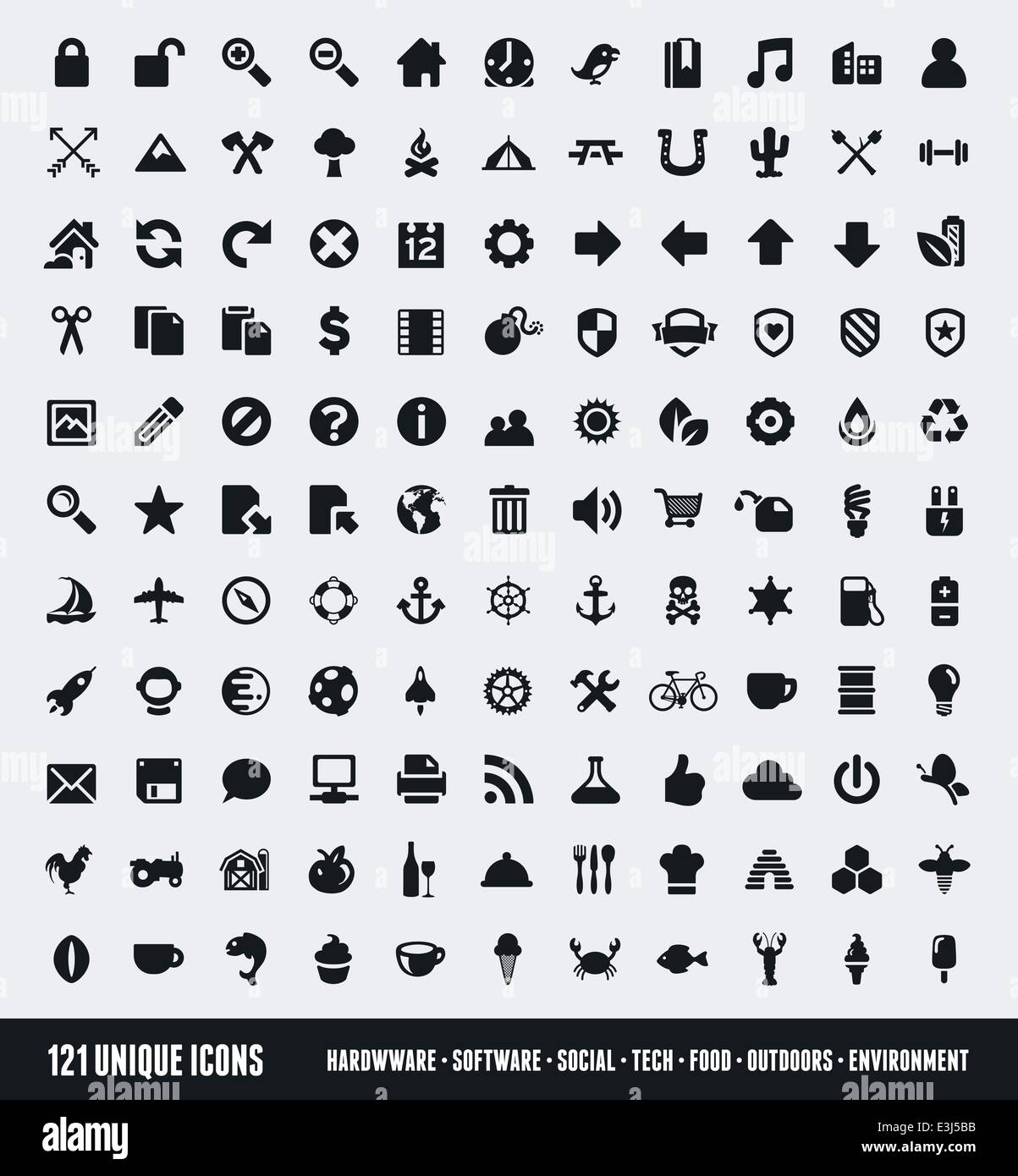 Set of 121 various icons and design elements Stock Vector Image & Art ...