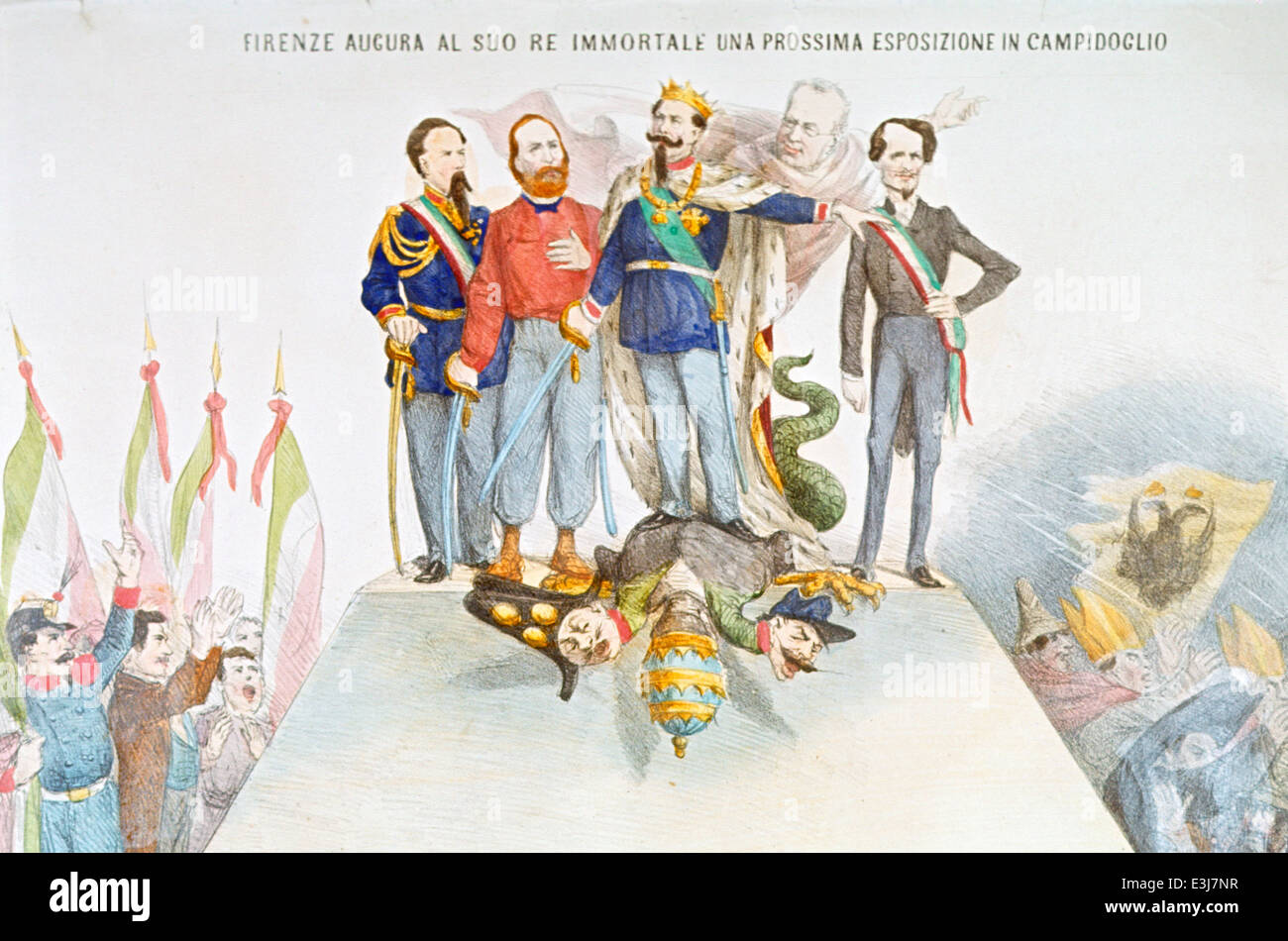 king,giuseppe garibaldi,cavour,bettino ricasoli before the capture of Rome 20 September 1870 Stock Photo