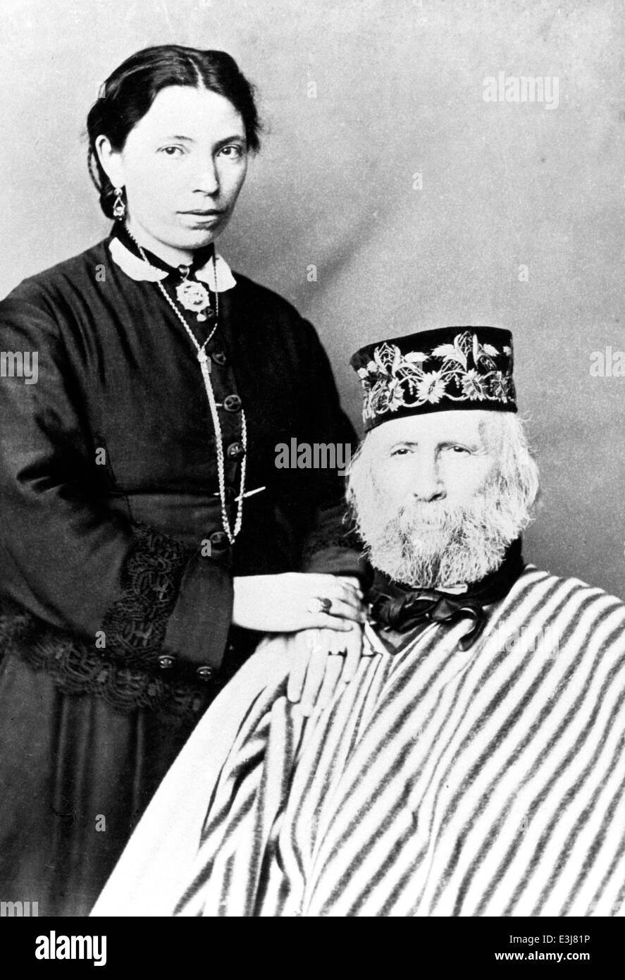 Giuseppe Garibaldi and his last wife Francesca Armosino Stock Photo