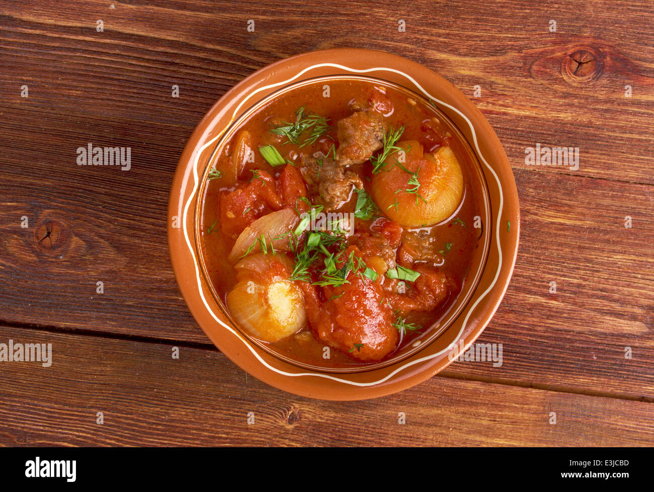 Traditional Greek beef stifado Stock Photo - Alamy
