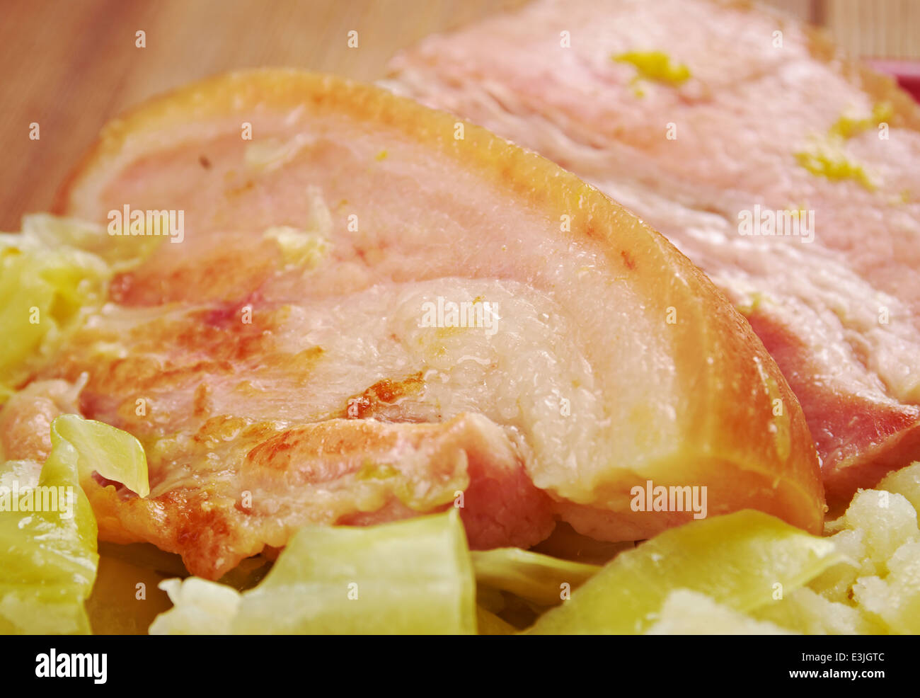 Bacon and cabbage dish traditionally associated with Ireland. back