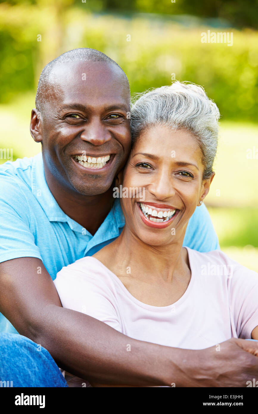 Outdoor Portrait Of Romantic Mature Couple Stock Photo