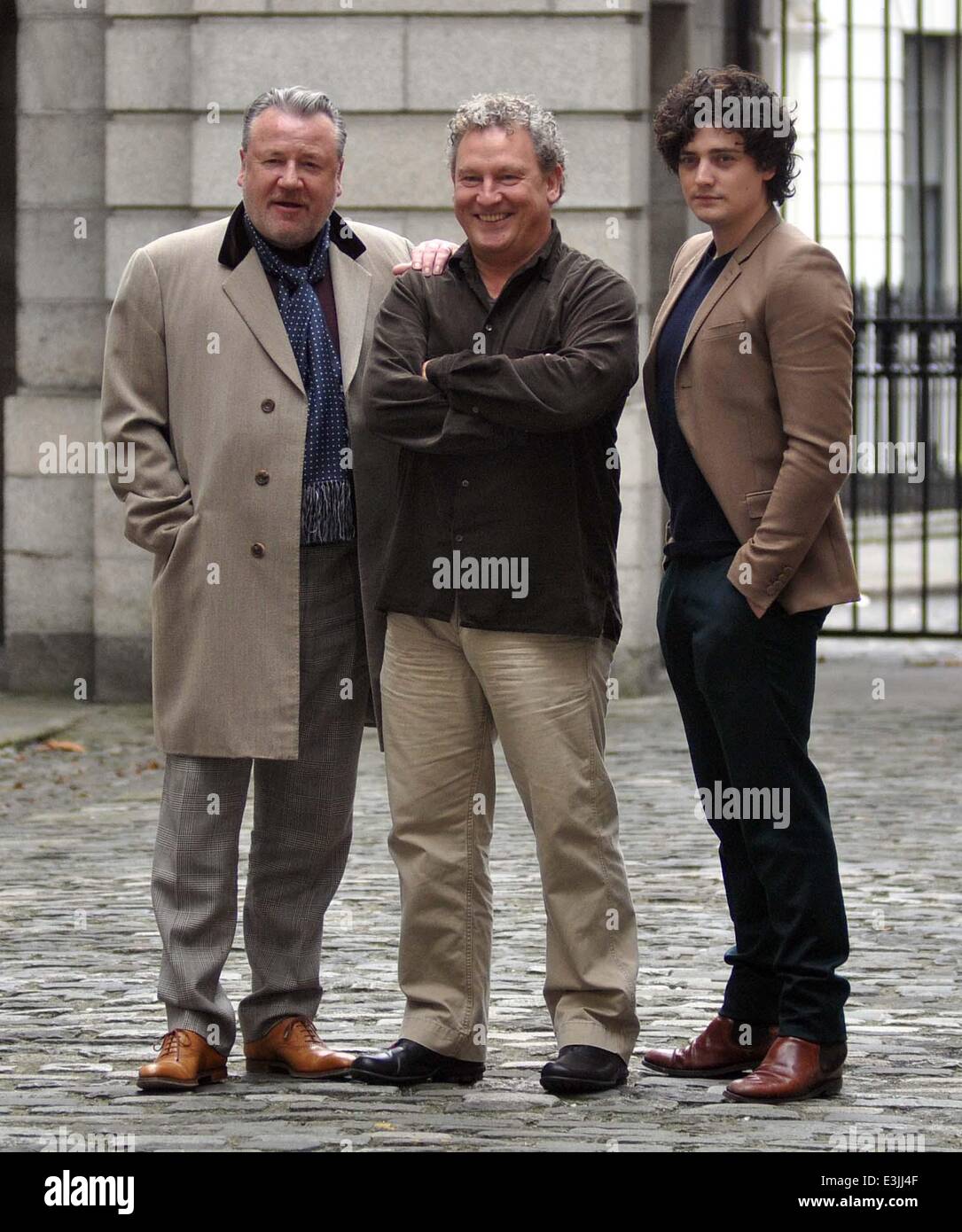 Actors Ray Winstone and Aneurin Barnard with writer Ashley Pharoah arrive for the screening of SKY1's MoonFleet at Kings Inn  Featuring: Ray Winstone,Ashley Pharoah,Aneurin Barnard Where: Dublin, Ireland When: 02 Dec 2013 Stock Photo