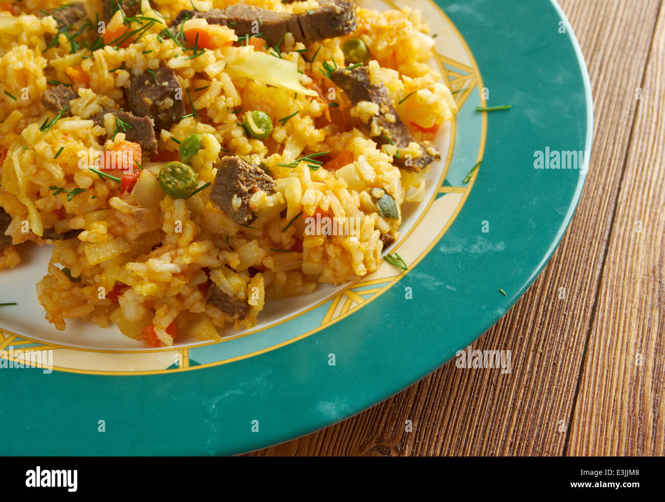 arroz chino colombiana - Fried Rice with Vegetables and Meat.southern food Stock Photo