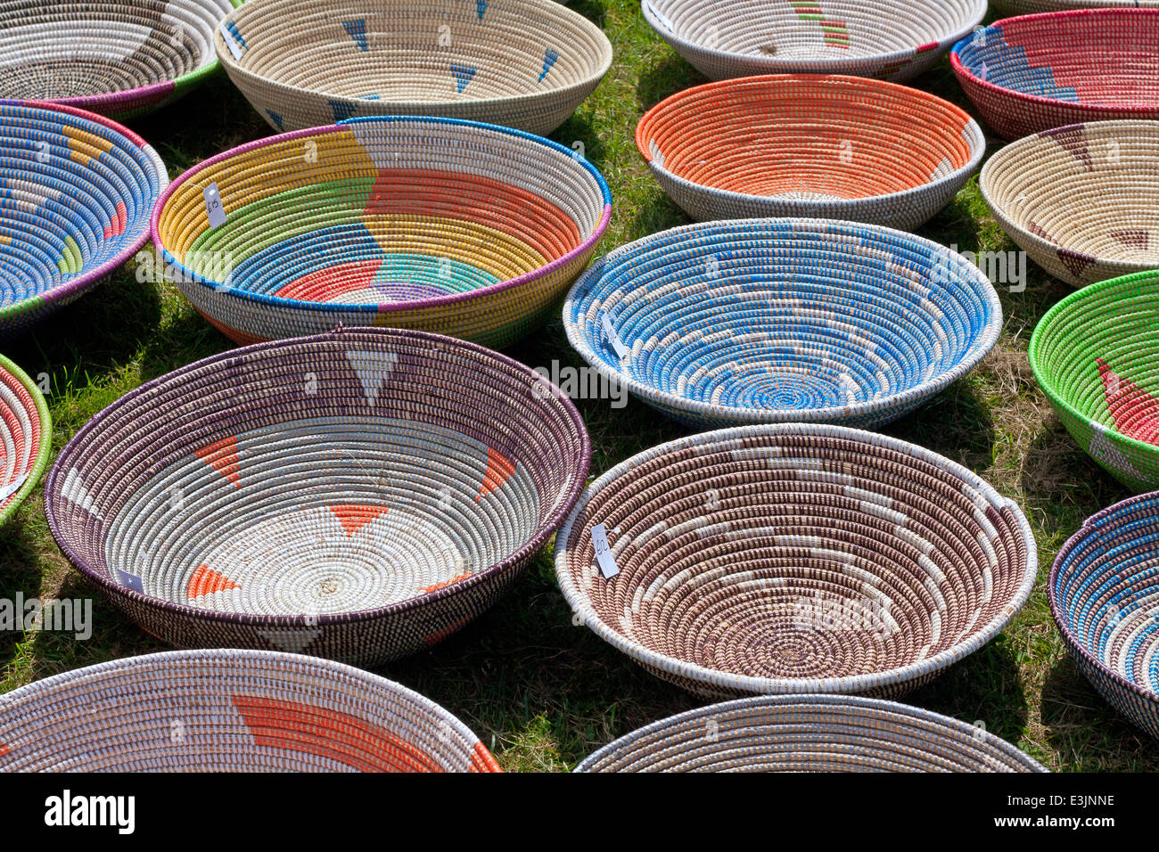 Colorful handmade wicker baskets Stock Photo Alamy