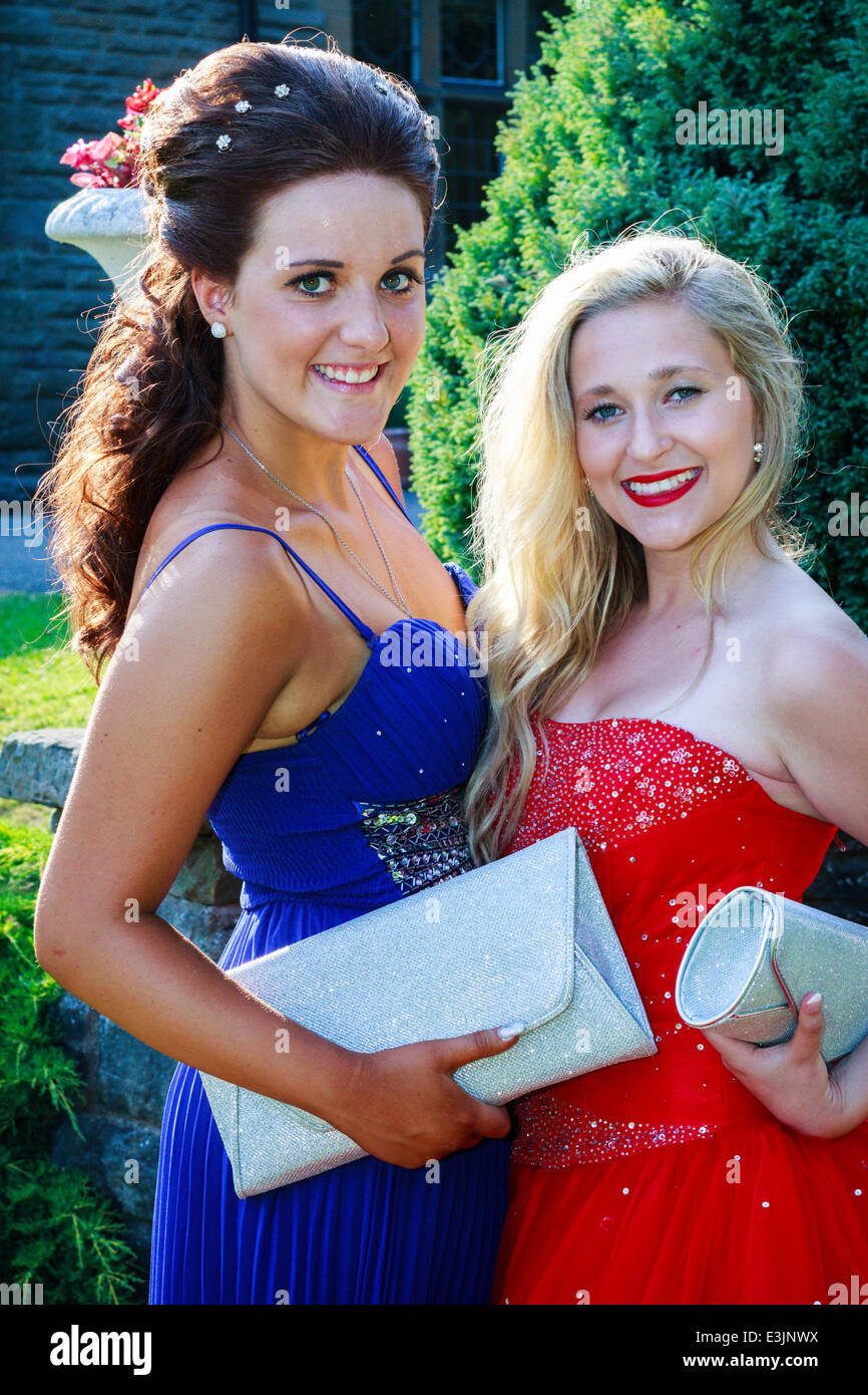 Friends posing at a teenage prom party in 2013 Stock Photo