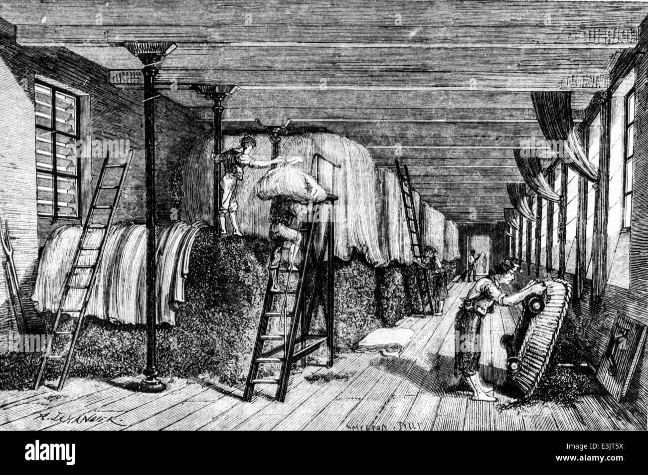 tobacco manufacturing of paris,engraving by a.jahandier Stock Photo